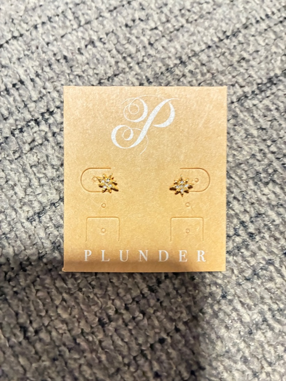 Plunder Gold Sparkling Starburst Stud Earrings - Gold - Picture 3 of 3